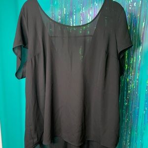 High-low Black Sheer Top